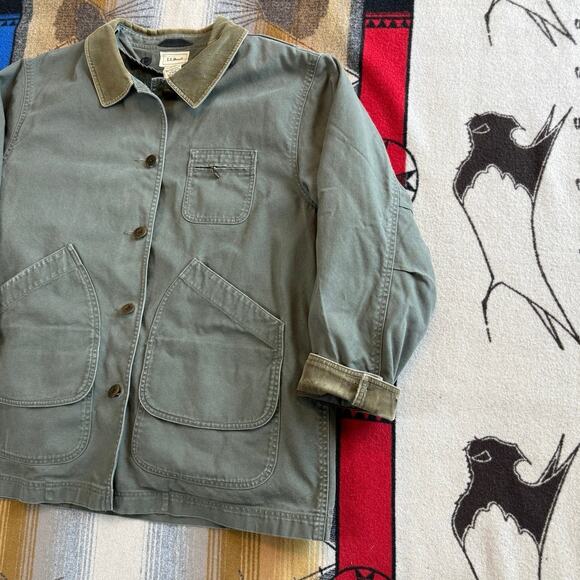 LL Bean Field Coat Womens Size XL Chore Barn Removable Wool Liner Green - Picture 9 of 12